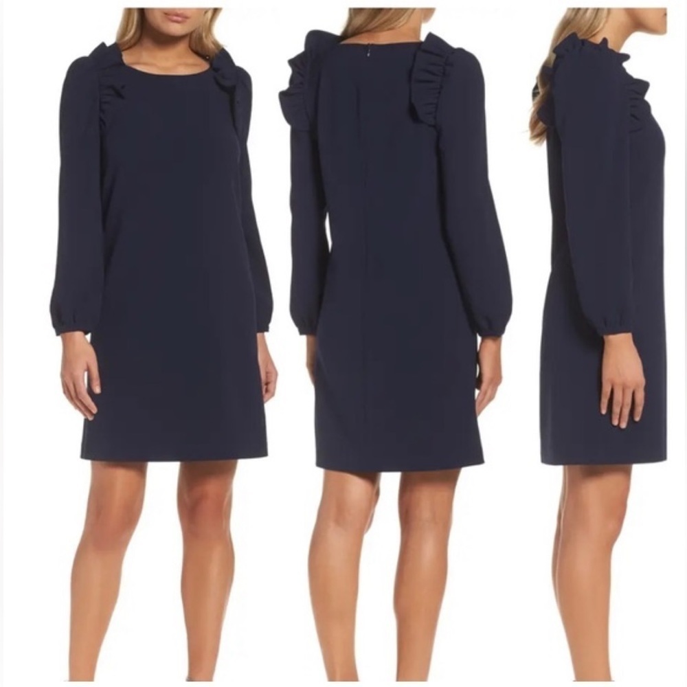 Nordstrom Chelsea 28 navy dress with ruffles, size 0